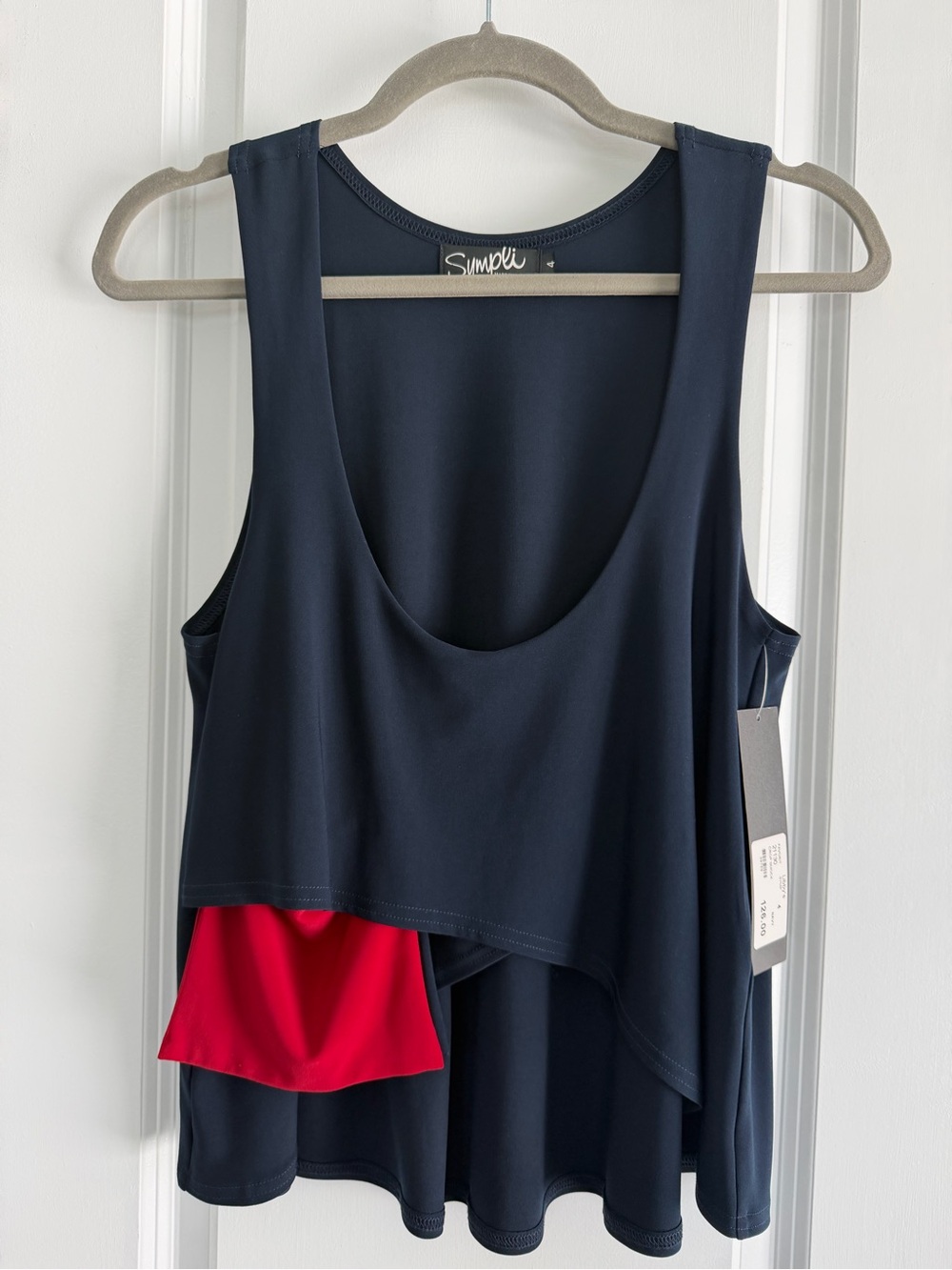 Sympli Women’s Crop Smock Tank Navy Red NWT Size 4
